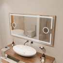Oglinda LED Senzor MotionGlow Isabell cu functie Dezaburire Termometru Ceas 120x80 cm Lumina Calda/Rece/Neutra Dimabila, Rama Rose Gold Brushed, Colectia Marcello Funghi