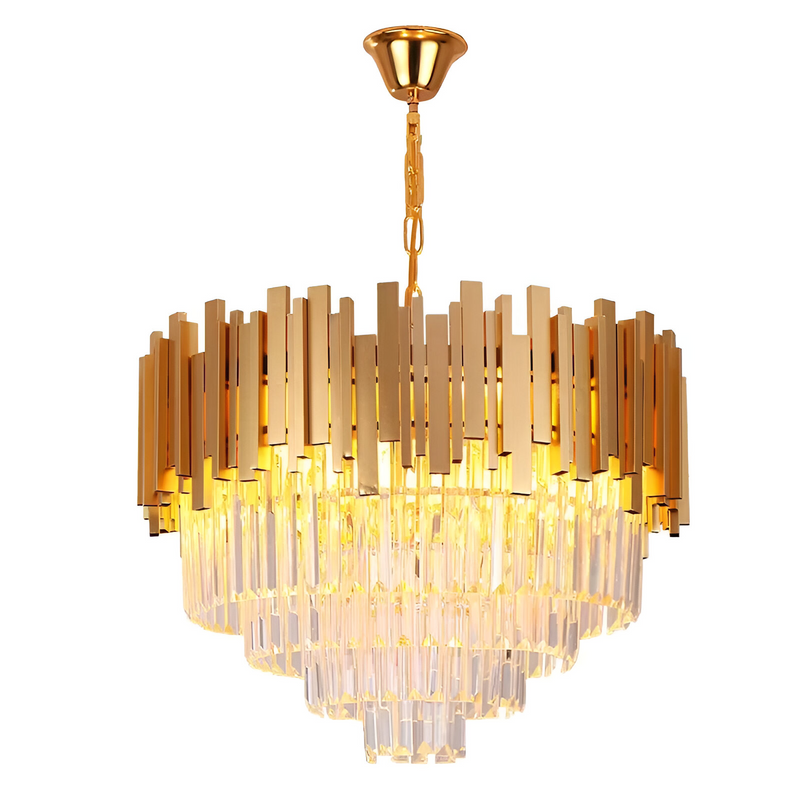 Candelabru Cristal BALMORAL Magno, 9x E14, Diametru 60cm, Auriu, Inaltime Reglabila