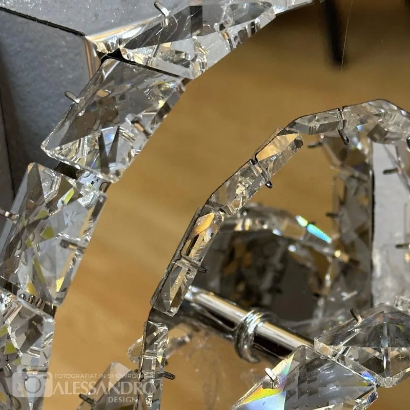 Lustra LED cu cristal JEFFERSON 32W, 2 Cercuri, lumina Rece/Calda/Neutra, Crom Lucios