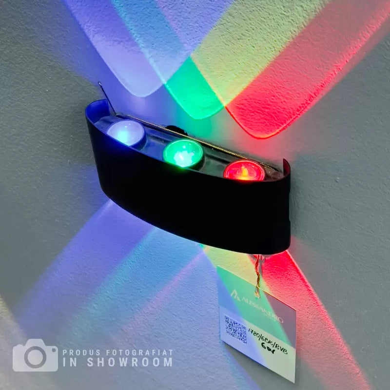 Fantas Aplica LED RGB Interior/Exterior, 6 Surse x 1W, IP65, Negru, 3000K
