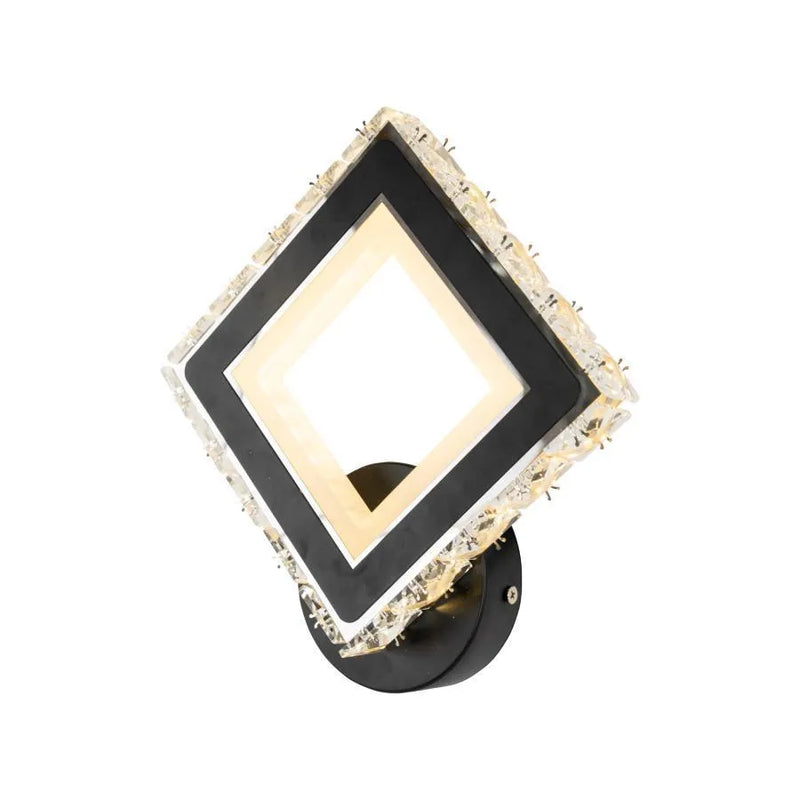 Aplica LED TERRANO cu Cristale, Patrat, 24W, Lumina Rece/Calda/Neutra, Negru & Inox