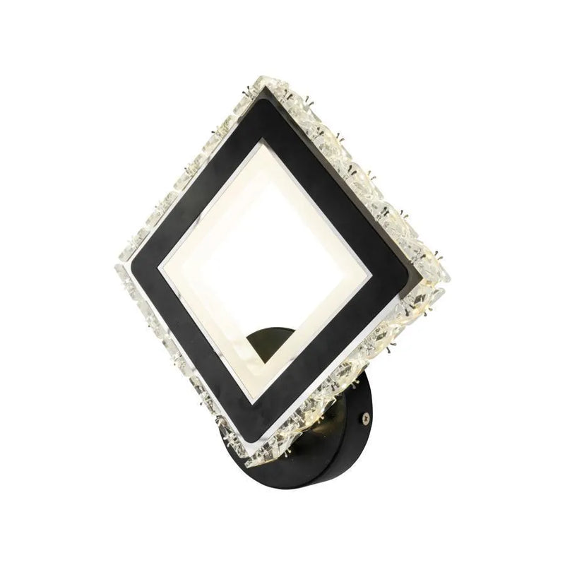 Aplica LED TERRANO cu Cristale, Patrat, 24W, Lumina Rece/Calda/Neutra, Negru & Inox