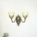 Aplica Rustic COTTAGE, 2*E27, Bronz cu Alb, Metal si Sticla