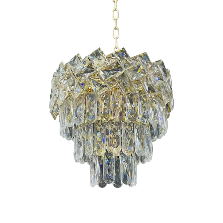 Candelabru Cristal WINDSOR Petito 3xE27, Diametru 30cm, Auriu Lucios, Inaltime Reglabila