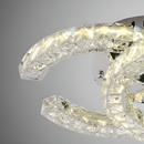 Lustra LED cu telecomanda si cristal SHIA 27W, 2 Cercuri, lumina Rece/Calda/Neutra, Dimabila, Crom Lucios