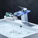 Baterie Lavoar, Aliaj si Sticla, Crom, Lumina RGB, Schimbare de culoare in functie de temperatura apei, OD3008