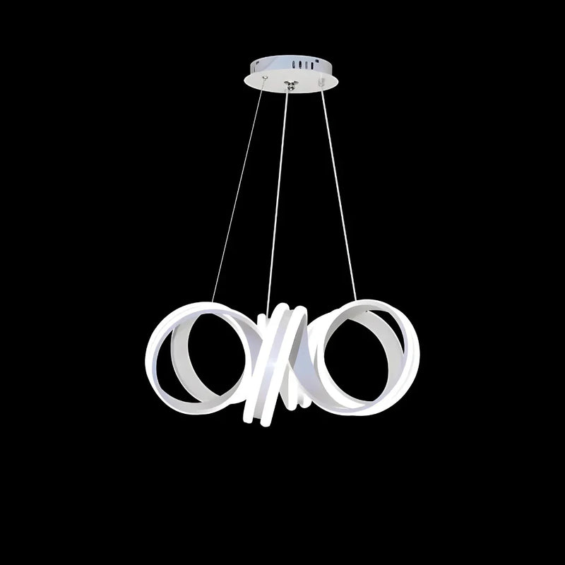 Lustra LED suspendata cu telecomanda INFINITY TWIST 180W, Ondulata, lumina Rece/Calda/Neutra, Dimabila, Alb, Inaltime Reglabila