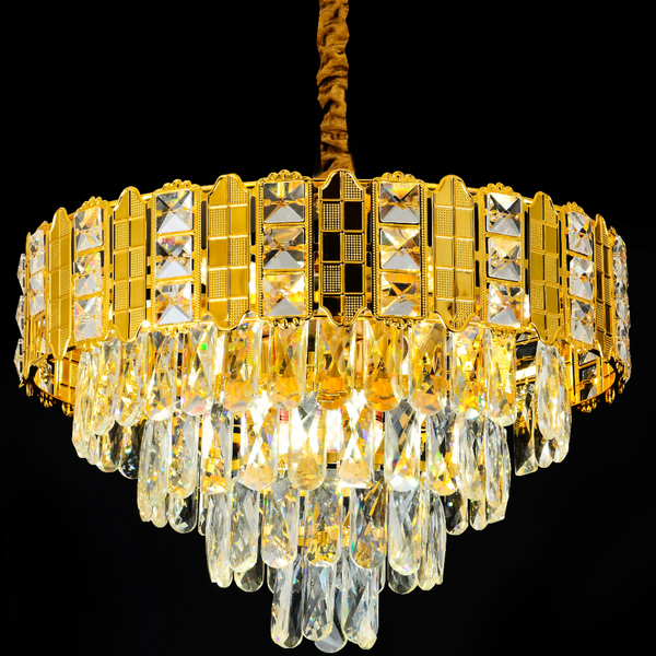 Candelabru Cristal CATHERINE Magno 8xE14, Diametru 60cm, Auriu Lucios, Inaltime Reglabila