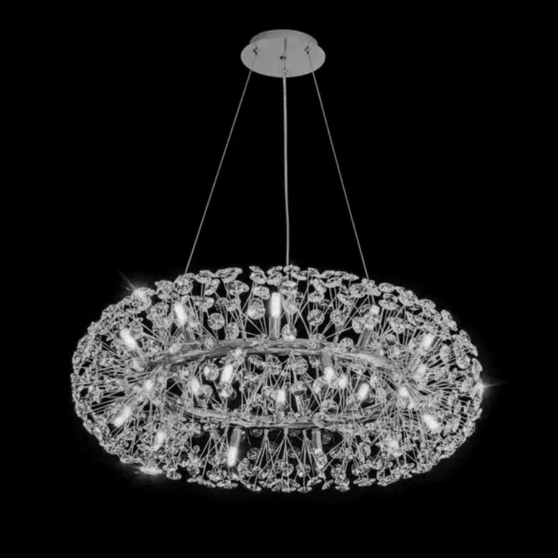 Candelabru Cristal SEGOVIA Magno 10x E14, Diametru 60cm, Argintiu Lucios, Inaltime Reglabila