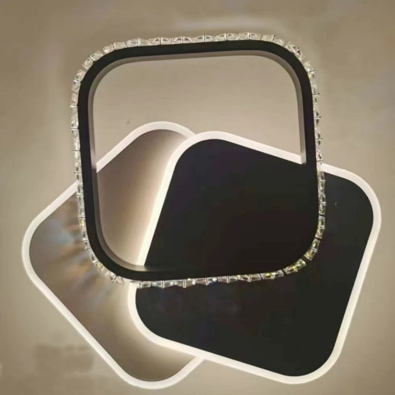 Lustra LED cu cristal  PRISMIQ 39W, 3 Patrate, lumina Rece/Calda/Neutra, Negru