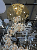 Candelabru Cristal LED KILKENNY Culmino, 144W, Lumina Neutra, Diametru 60cm, Auriu Candelabre Moderne Default Title Alessandro Design