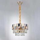 Candelabru Aniss 5*E27, Metal si Cristal, Auriu