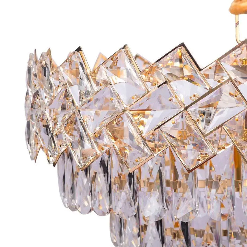 Candelabru Cristal WINDSOR Eleganza 8x E14, Diametru 49cm, Auriu Lucios, Inaltime Reglabila