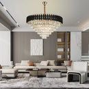 Candelabru Cristal VERSAILLES Supremo 10xE14, Diametru 80cm, Auriu Lucios si Negru, Inaltime Reglabila