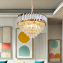 Candelabru Cristal VERSAILLES Nobile 4xE14, Diametru 40cm, Auriu Lucios si Alb, Inaltime Reglabila