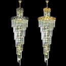 Candelabru Cristal WINDSOR Altiora, Diametru 60cm, Inaltime 180cm, 26xE14, Auriu Lucios, Inaltime Reglabila, Design Elegant