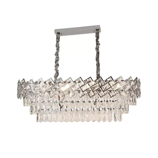 Candelabru Cristal WINDSOR Regalis 10xE14, Diametru 85cm, Crom Lucios, Inaltime Reglabila