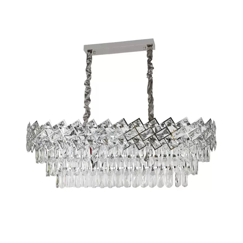 Candelabru Cristal WINDSOR Regalis 10xE14, Diametru 85cm, Crom Lucios, Inaltime Reglabila