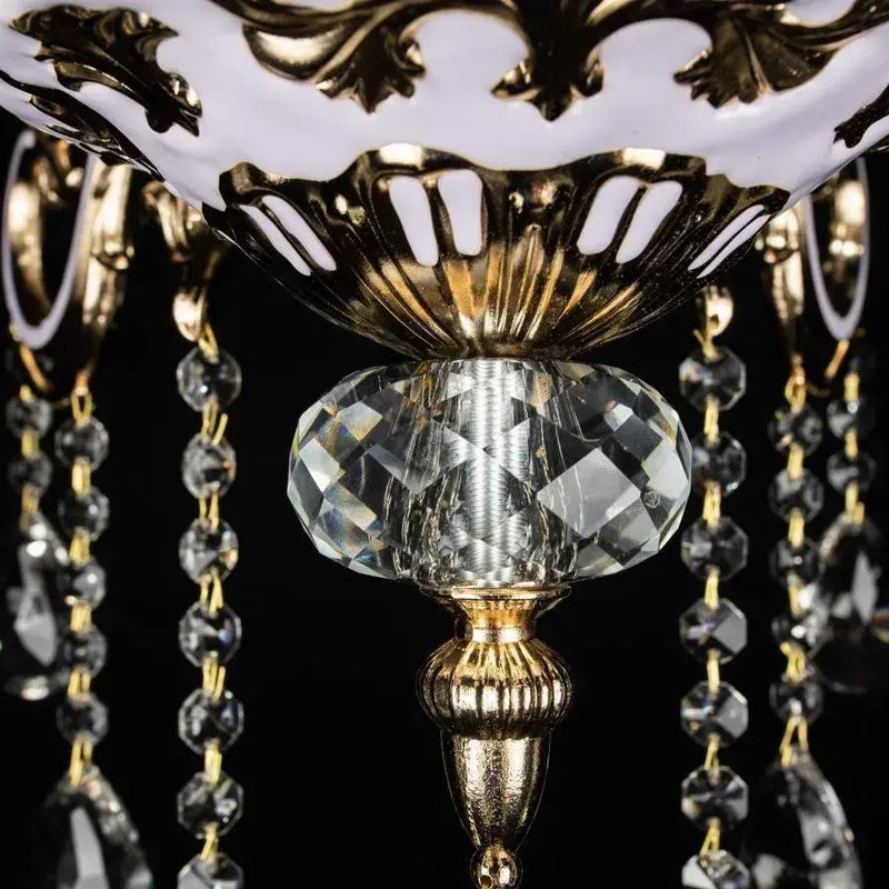 Candelabru Cristal Luciano, 6*E14, Auriu, Metal si Cristal