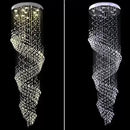 Candelabru Cristal LED 13 xGU10 Meili Crom, Diametru 80cm, Inaltime 240cm, Model Scara