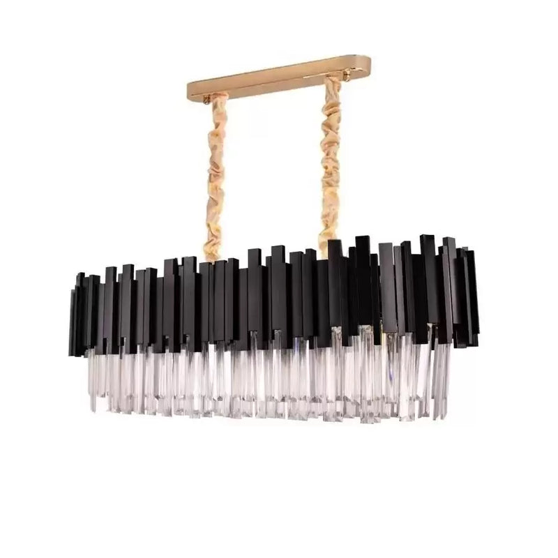 Candelabru Cristal BLOIS Regalis 8xE27, Diametru 80cm, Negru, Inaltime Reglabila