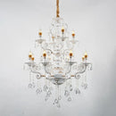 Candelabru Cristal Bruhier 12x E14, Diametru 75cm, Alb cu Auriu, Inaltime Reglabila