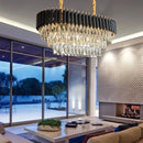 Candelabru Cristal VERSAILLES Regalis 10x E14, Diametru 80cm, Auriu Lucios si Negru, Inaltime Reglabila