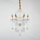 Candelabru Cristal Bruhier 6x E14, Diametru 55cm, Alb cu Auriu, Inaltime Reglabila