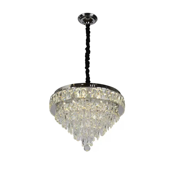 Candelabru LED Cristal cu Telecomanda Austin 56W Dimabil Argintiu