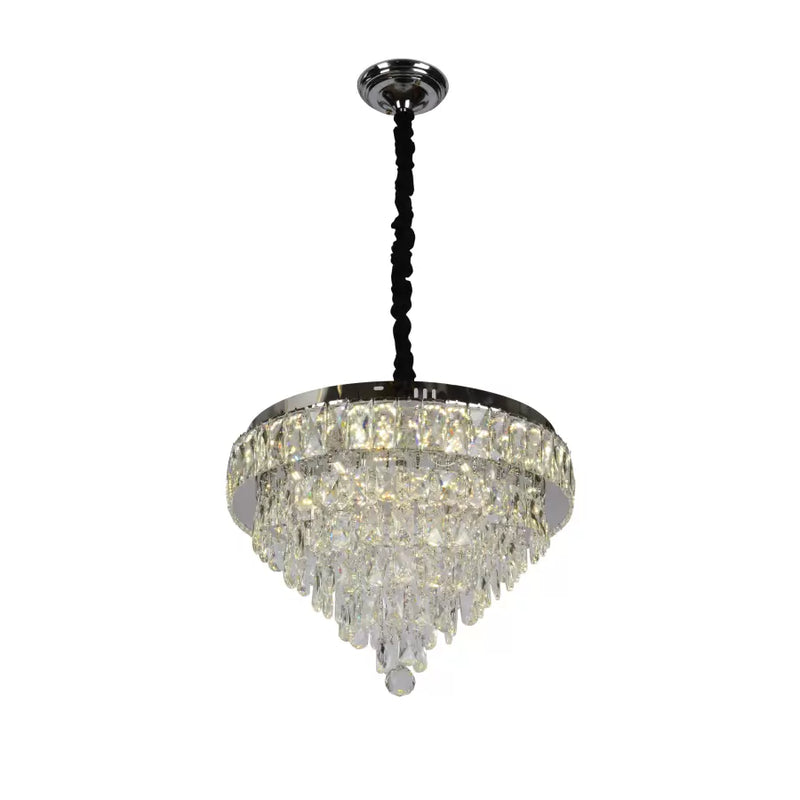 Candelabru LED Cristal cu Telecomanda Austin 56W Dimabil Argintiu