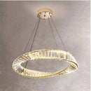 Lustra LED suspendata cu telecomanda si cristal CAIRO 36W, 1 Cerc, lumina Rece/Calda/Neutra, Dimabila, Auriu Lucios, Inaltime Reglabila