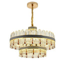 Candelabru LED Pollux cu Telecomanda, 300W, Diametru 75cm Auriu, Cristal, Dimabila