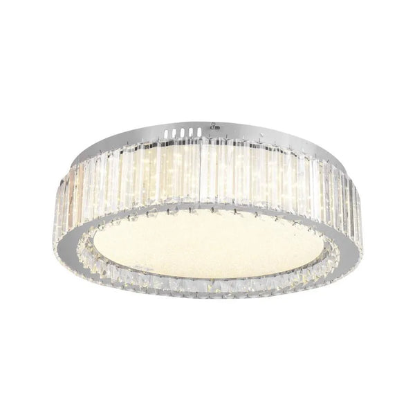 Lustra LED cu telecomanda si cristal MADOX 28W,  lumina Rece/Calda/Neutra, Dimabila, Argintiu
