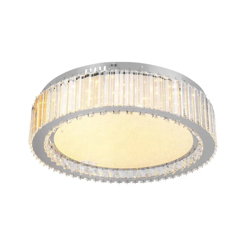 Lustra LED cu telecomanda si cristal MADOX 28W,  lumina Rece/Calda/Neutra, Dimabila, Argintiu