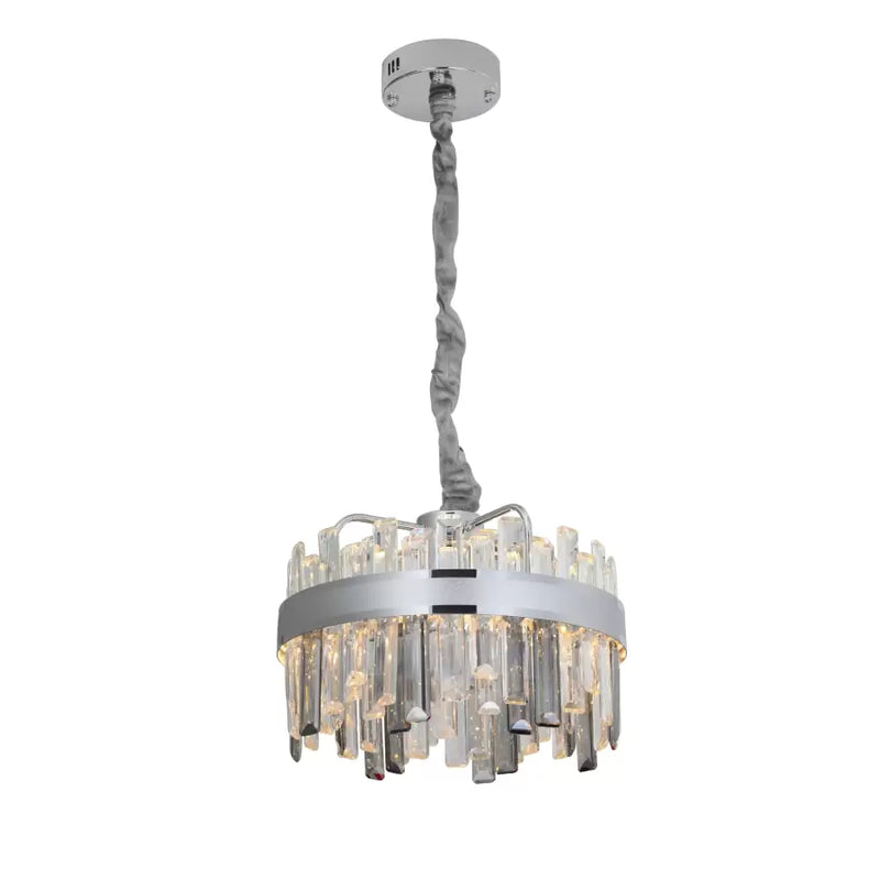 Candelabru LED Cristal cu Telecomanda Melvin 112W Dimabil Diametru 50cm Argintiu