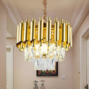 Candelabru Cristal VERSAILLES Petito 3xE14, Diametru 30cm, Auriu, Inaltime Reglabila, Metal si Cristal