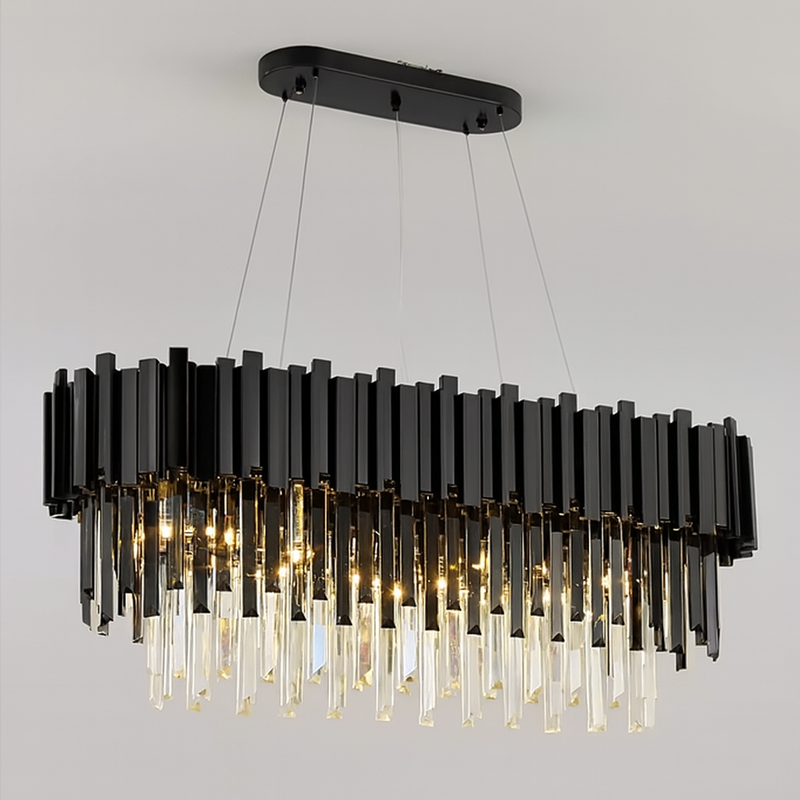 Candelabru Cristal BLOIS Eleganza 10xE14, Diametru 49cm, Negru, Inaltime Reglabila