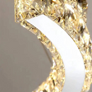 Lustra LED suspendata cu telecomanda si cristal MIA Yonca, 39W, 1 Cerc, lumina Rece/Calda/Neutra, Dimabila, Crom Lucios