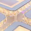 Lustra LED cu telecomanda si cristal LEILA 237W, 8 Patrate, lumina Rece/Calda/Neutra, Dimabila, Alb Crom Lucios