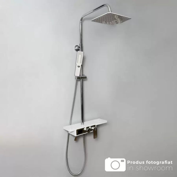 Coloana Dus, Afisaj LCD, Inox, Alb/Argintiu, SJG/009