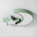 Lustră LED Sofia, 34W, Acril Verde, Formă Lună și Stea, 3000K/4000K/6000K
