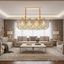 Candelabru Cristal VETRA Supremo 15xE14, 100x35 cm, Auriu, Inaltime Reglabila, Metal si Cristal