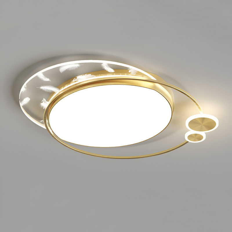 Lustră LED Lorenzo cu Telecomandă, 40W, Dimabilă, Auriu, Metal și Acril, 3000K/4000K/6000K