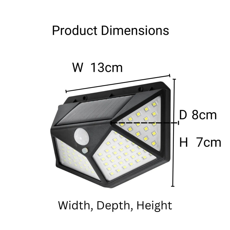 Lampa Solara cu Senzor de Miscare, 100 LED-uri, 20W, IP.65, Negru