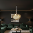 Candelabru Cristal LUCENT Nobile 4xE14, D40 cm, Auriu, Inaltime Reglabila, Metal si Cristal