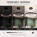 Lustra LED suspendata cu telecomanda, 28W, 1 Cerc, lumina Rece/Calda/Neutra, Dimabila, Negru, Inaltime Reglabila
