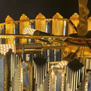 Candelabru Cristal BUCKINGHAM Eleganza 7x E14, Diametru 49cm, Auriu Lucios, Inaltime Reglabila