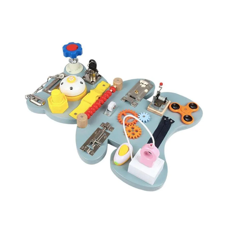 Jucarie tip Ursuletului Montessori Multifunctional, Multicolor, Lemn si Plastic