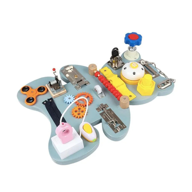 Jucarie tip Ursuletului Montessori Multifunctional, Multicolor, Lemn si Plastic