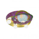 Lustra Beti, 3*E27, Roz cu Galben, Metal si Lemn